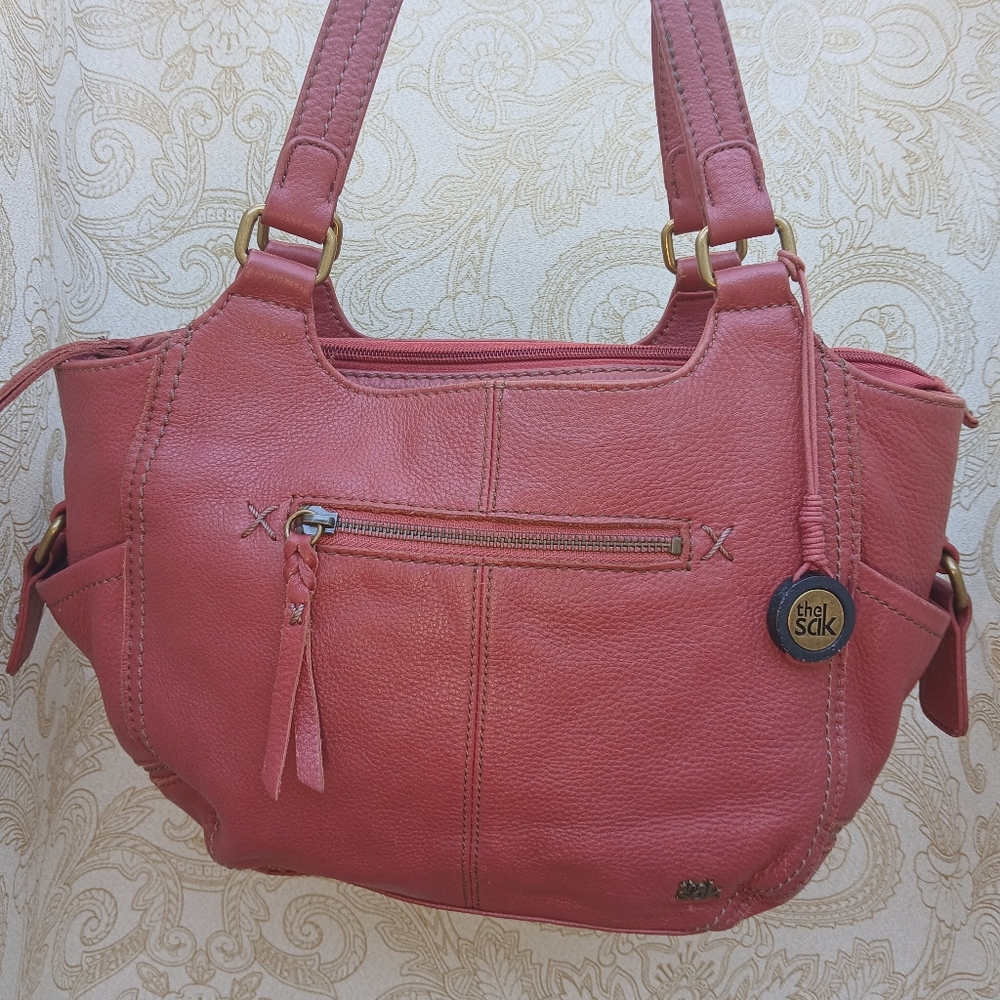 The Sak Coral Red Leather Shoulder Bag